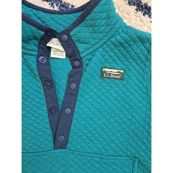 L.L.Bean Kids Quilted Snap Fleece Pullover Teal Blue Size 6X/7 - Picture 3 of 5